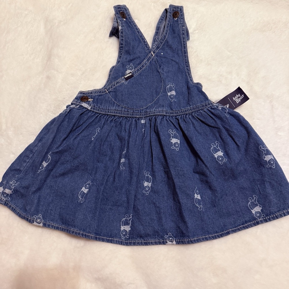 New OshKosh B'gosh  Medium Wash denim Wrap Skirtall dress 24m Winnie The Pooh - Picture 4 of 6